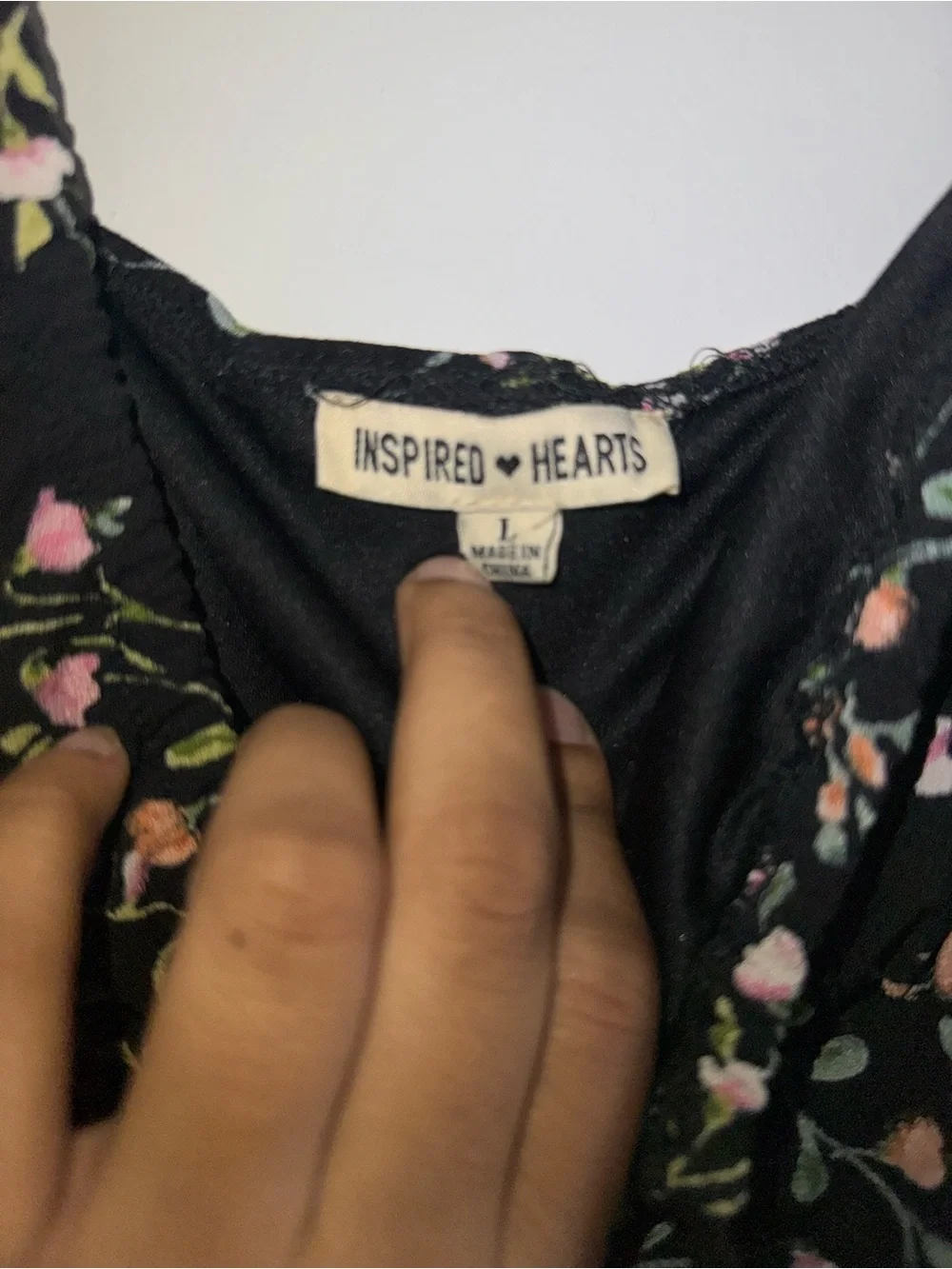Inspired Hearts Black Floral Slip with Pink & Green Blooms